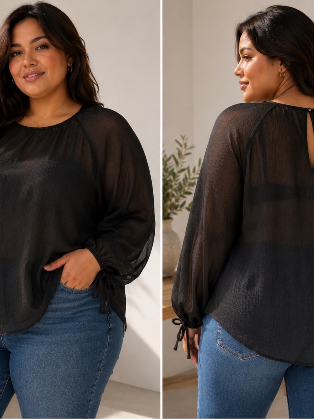 Worthington Black Textured Blouse